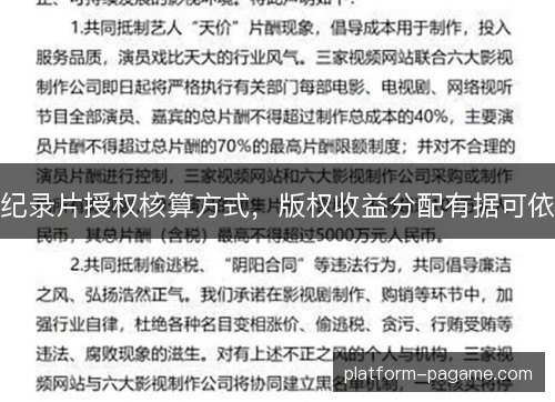 纪录片授权核算方式，版权收益分配有据可依